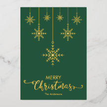 Flocos de neve de Natal verdes e alegres Dourados