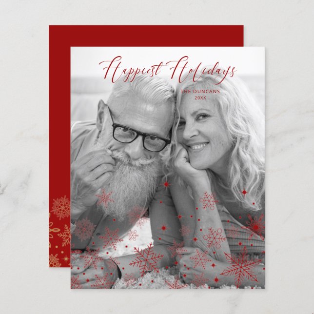 Flocos de neve de Natal vermelho baratos Feriados  (Frente/Verso)