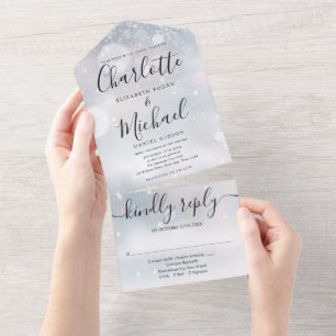 Flocos de Neve de Script Elegante Casamento de Inv