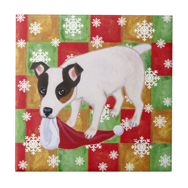 Flocos de neve do Natal de Jack Russell Terrier (Frente)