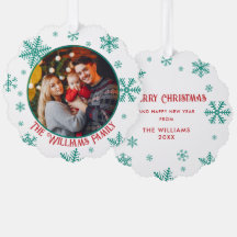 Flocos de neve do Natal Foto Vermelha Verde