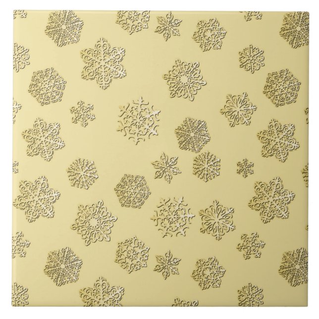 Flocos de neve do ouro 3 d sobre fundo dourado (Frente)