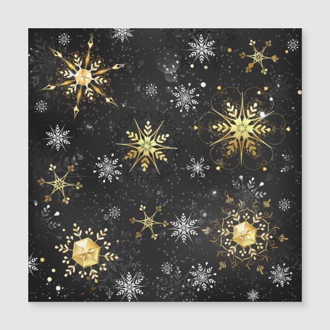 Flocos de neve do Ouro Xmas em preto (Frente)