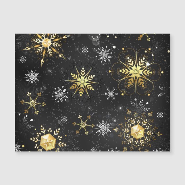 Flocos de neve do Ouro Xmas em preto (Frente)