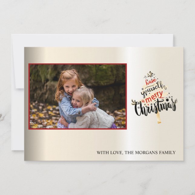 Flocos de neve Dourados elegantes, Árvore de Natal (Frente)