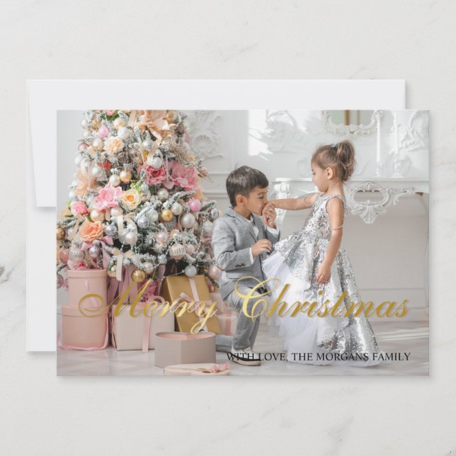 Flocos de neve Dourados elegantes, árvore de Natal (Frente)