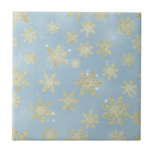 Flocos de Neve Dourados no Azul Céu – Inverno Eleg