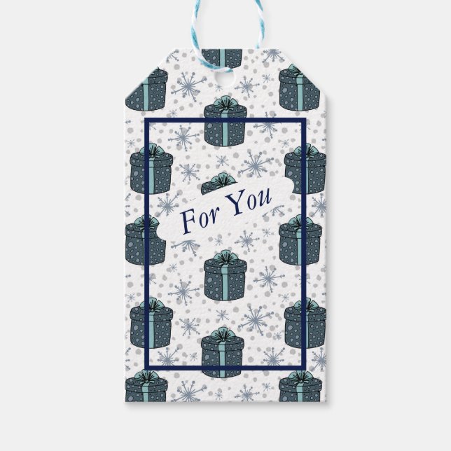 Flocos De Neve E Apresenta Etiqueta De Presente (Frente)