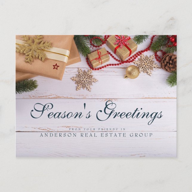 Flocos de neve e pinheiro | Cartões de natal russo (Frente)