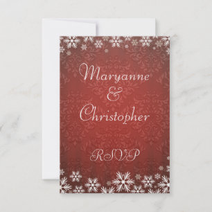 Flocos de neve e RSVP de Casamento tema damasco Ve