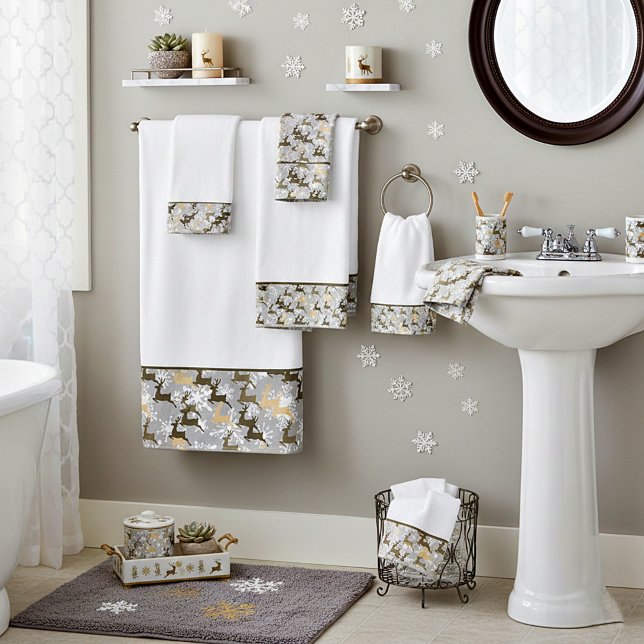 flocos de neve e toalha de banho de veado (Criador carregado)