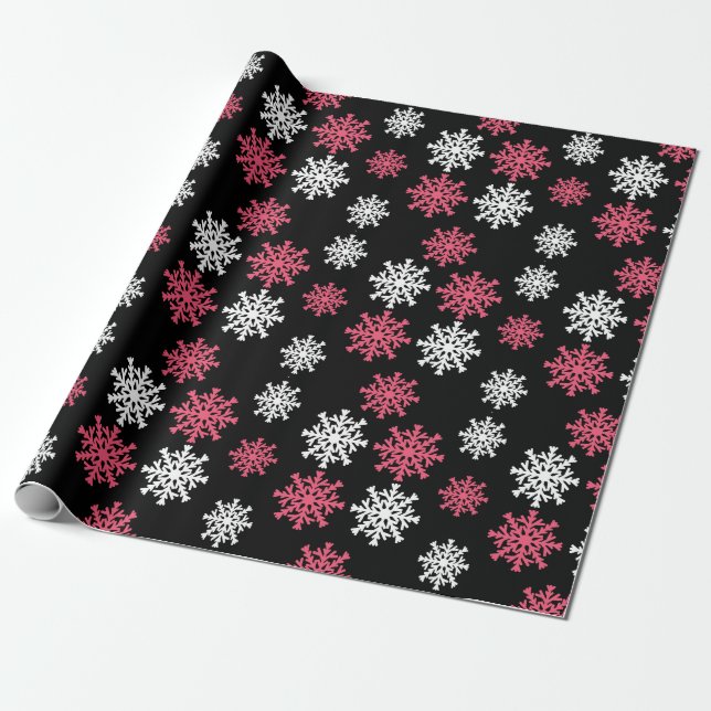 Flocos De Neve Elegantes Em Papel Presente Preto (Desenrolado)