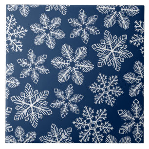 Flocos de neve em azul escuro