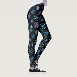 Flocos de Neve em Leggings Pretas