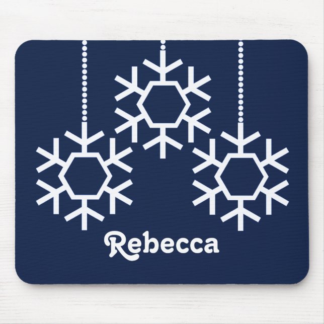 Flocos de neve em queda, Mousepad de feriado, azul (Frente)