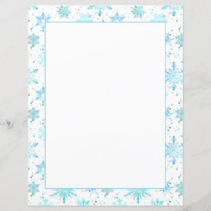 Flocos de neve Feriado de inverno Blue Watercolor 
