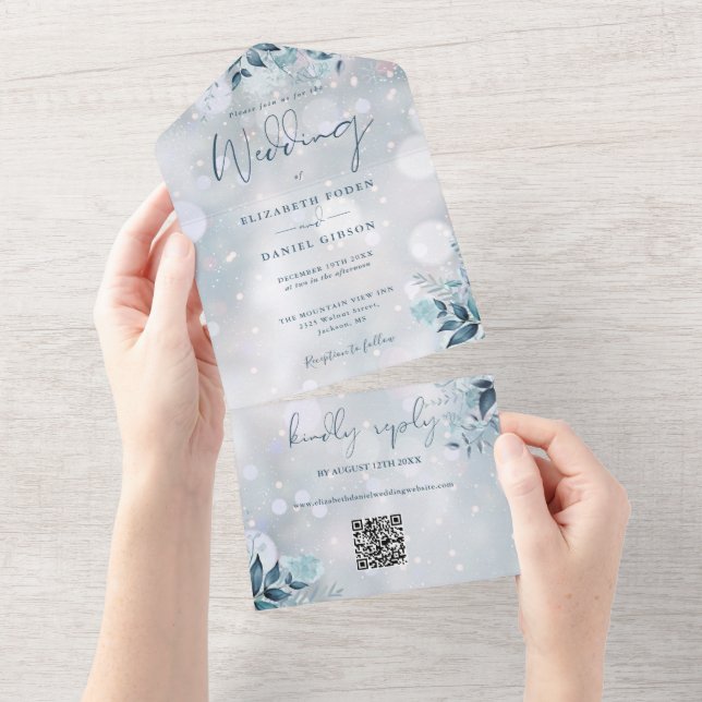 Flocos de Neve Florais Código QR Casamento (Tearaway)