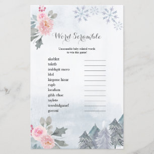 Flocos de neve florais de inverno do jogo Word Scr