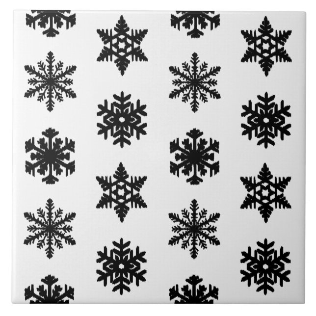 Flocos de Neve Ikat - Branco e preto (Frente)