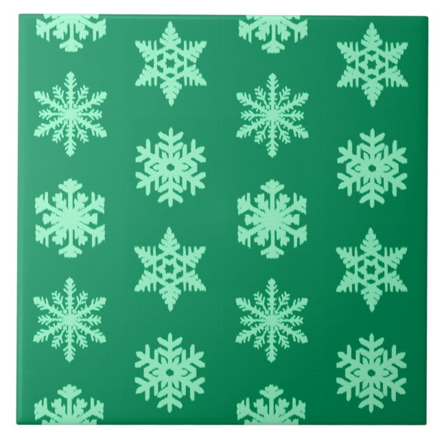 Flocos de neve Ikat - Pinho e horta verdes (Frente)