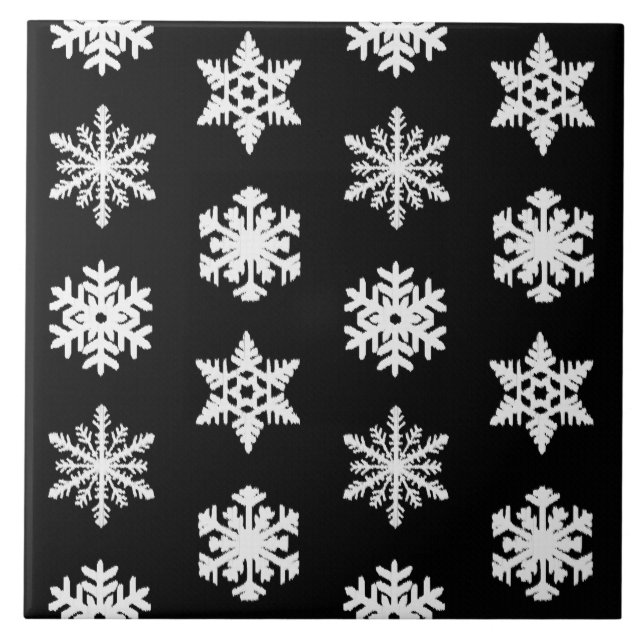 Flocos de neve Ikat - Pretos e brancos (Frente)