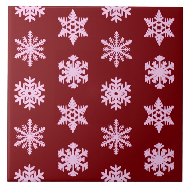 Flocos de neve Ikat - Vinho Borgonha e Rosa (Frente)