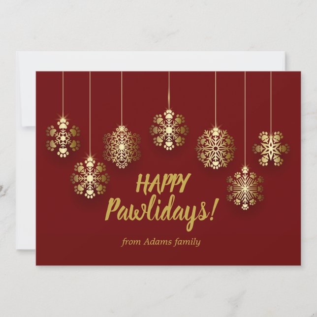 Flocos de neve impressos em pata em ouro (Frente)