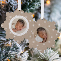 Flocos de neve legantes Beige Baby Primeiro Natal