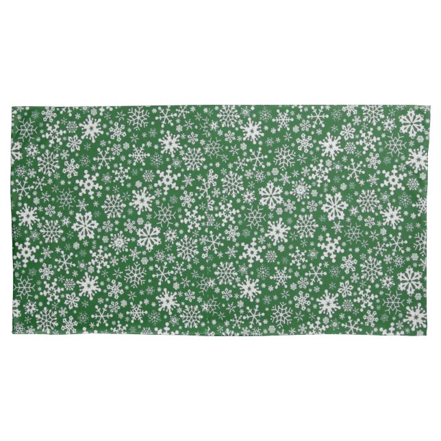 Flocos de neve nas fronha de almofada verdes, (Frente-Esquerda)