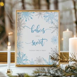 Flocos de neve prateados azuis Os bebês são Poster
