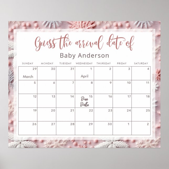 Flocos de neve rosa e prateada adivinham o Poster  (Frente)