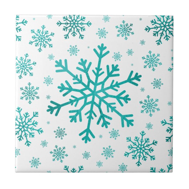 Flocos de neve verdes bonito de Natal em branco de (Frente)