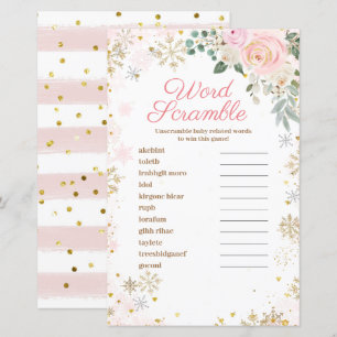 Flocos de neve vermelhos cor-de-rosa do jogo Word