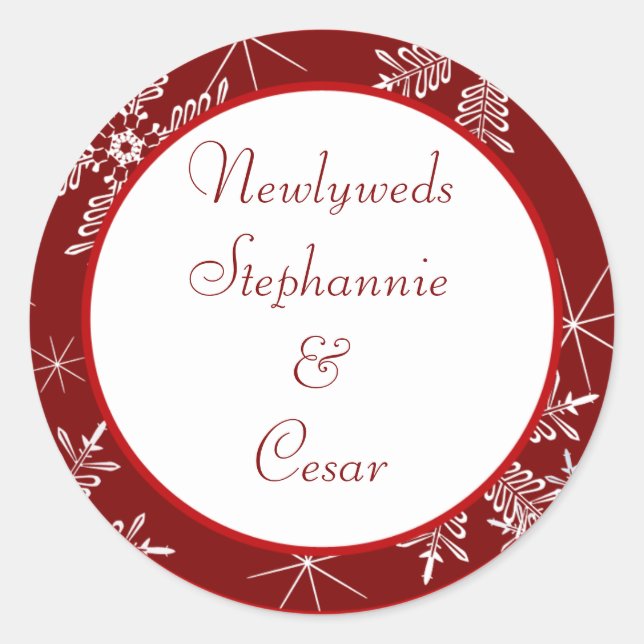 Flocos de neve vermelhos de Natal para os adesivos (Frente)