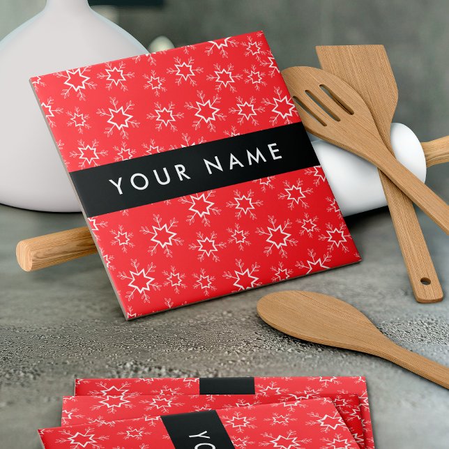 Flocos de neve vermelhos e brancos, seu nome, pers (Criador carregado)