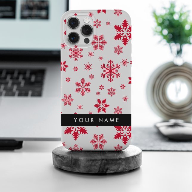 Flocos de neve vermelhos, seu nome, personalize (Criador carregado)