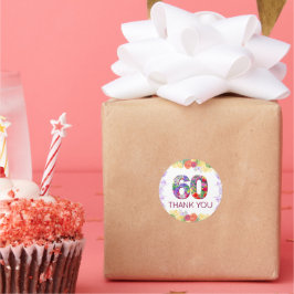 Flor 60º obrigado de aniversário, seus adesivos 60