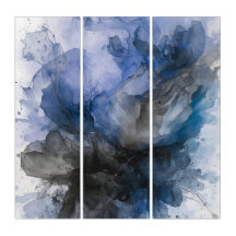 Flor Abstrata Cinza e Azul Elegante