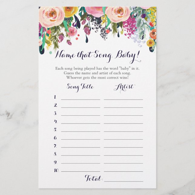 Flor adivinha o jogo do Chá de fraldas da canção d (Frente)