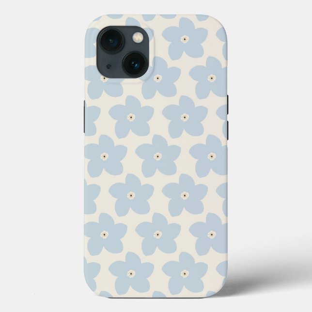 Flor Azul Claro e Creme Retro (Verso)