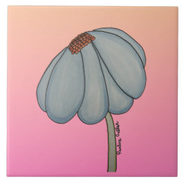 Flor Azul com fundo rosa