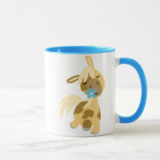 Flor azul e caneca Pony