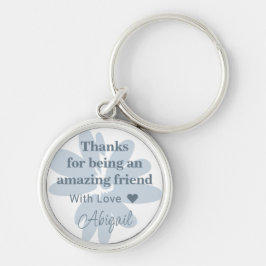 Flor Azul Moderno Obrigado Chaveiro do presente