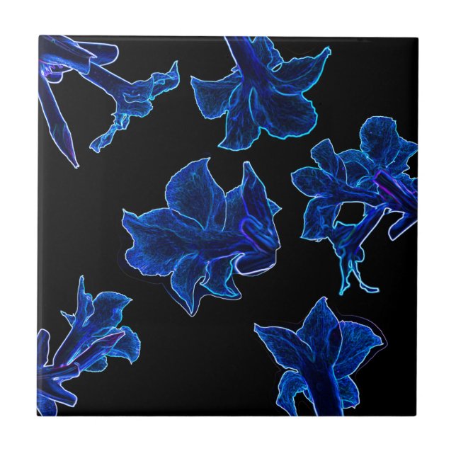 Flor Azul Neon Estilizado Floral (Frente)