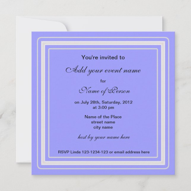 flor azul pansível todo o convite de festas (Frente)