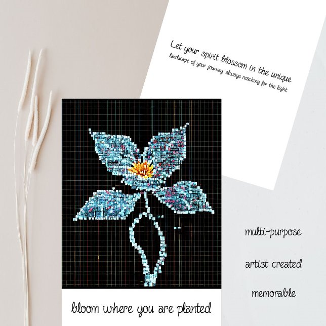Flor Azul | Pixels Modernos | Sangue Quando Planta (An Artistic Application to the Interpretation of Floral Beauty - Award Winning Canvases Become Cards)