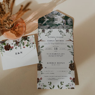 Flor Boho Rústico Convite de Casamento Tudo em U