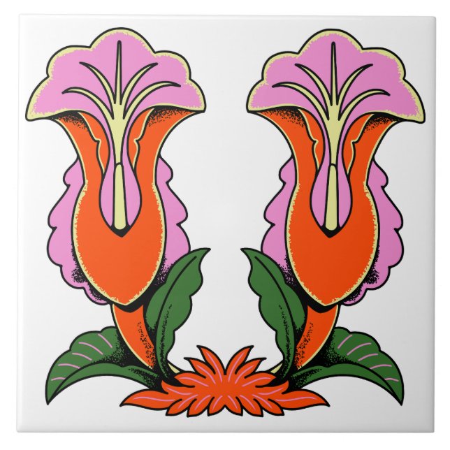 Flor Botânica Estilizada de Lírio Retrô (Frente)