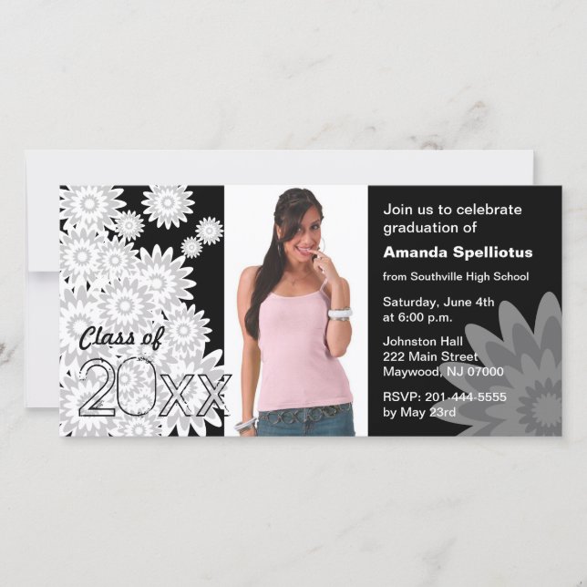 Flor Branca do Cartão com fotos de Graduação (Frente)