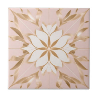 Flor branca, ouro e rosa